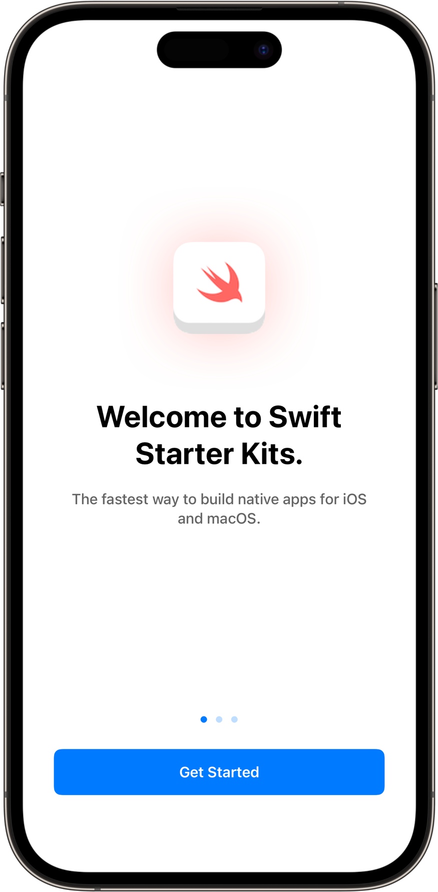 OnboardingView with a light color scheme. A SwiftUI Starter Kit Component.