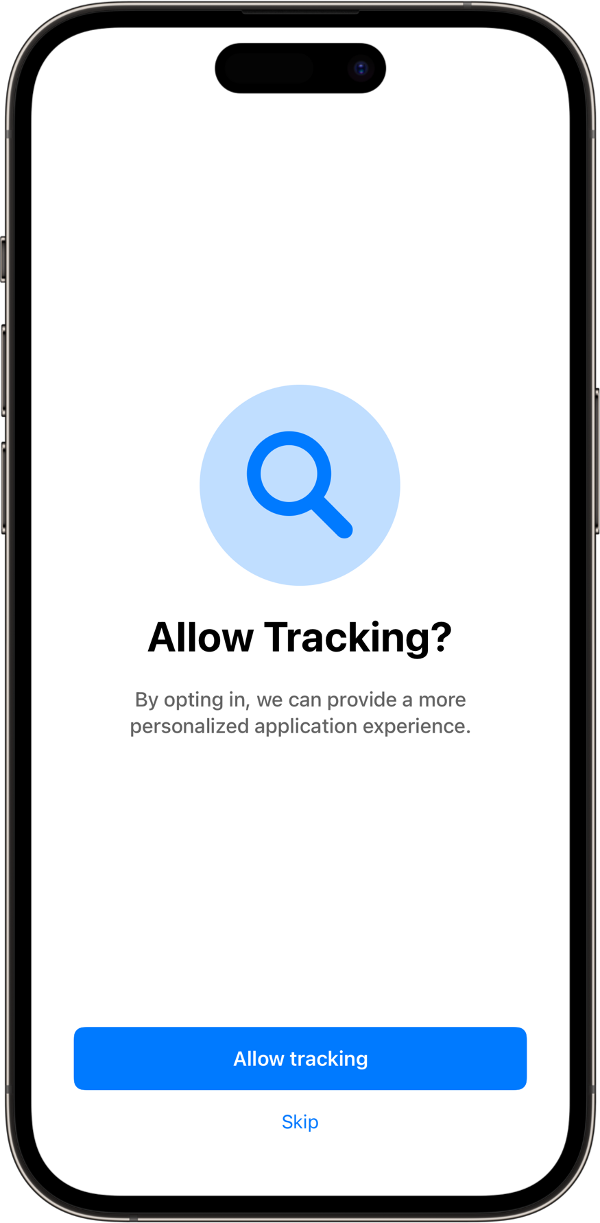 TrackingPermissionsView with a light color scheme. A SwiftUI Starter Kit Component.