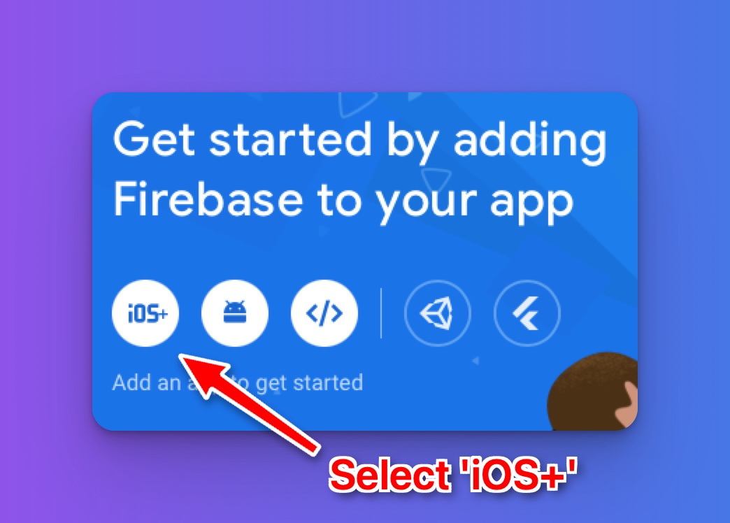 Adding an iOS app in the Firebase console.