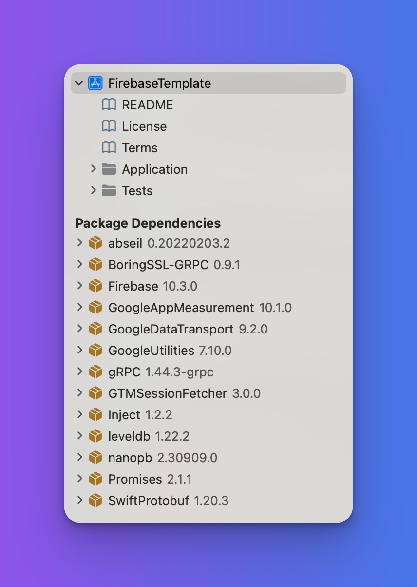 The Firebase iOS SDK and its dependancies.
